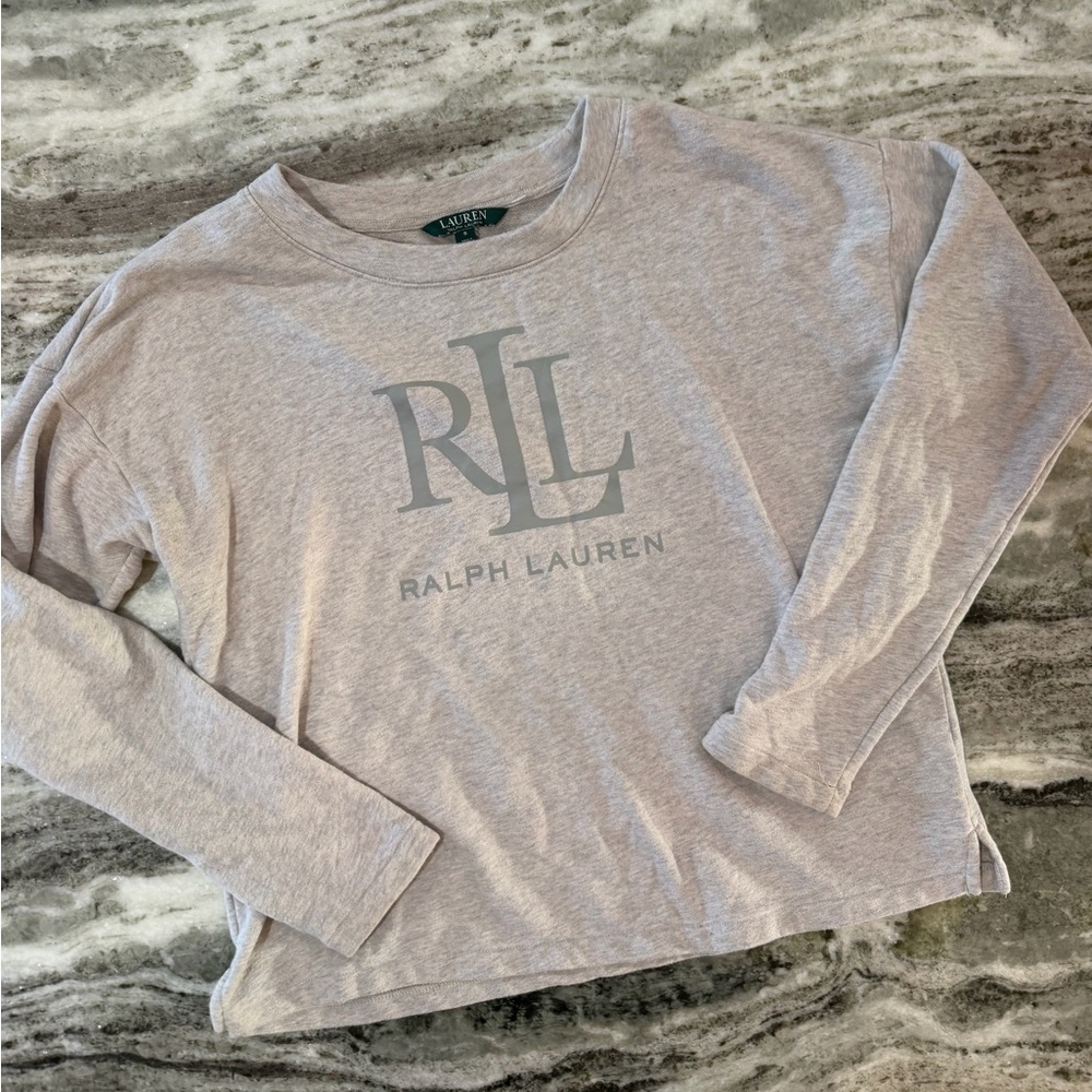 Lauren Ralph Lauren Light Gray Logo Sweatshirt - Picture 1 of 5
